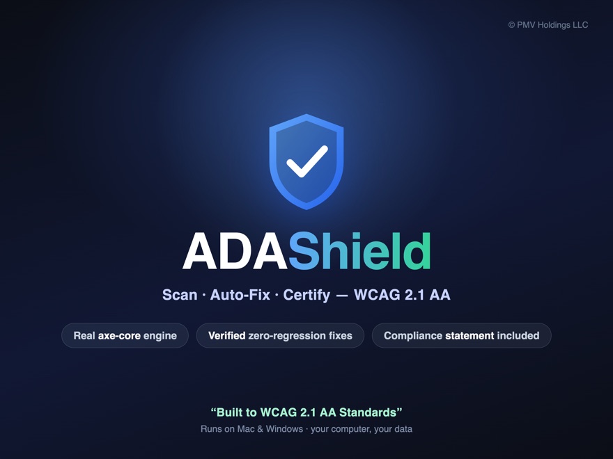 ADAShield app — WCAG 2.1 AA accessibility scanner with auto-fix and compliance statement